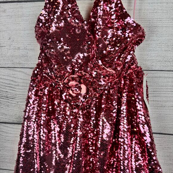 Bardot Junior Girl's Pink Azalea Sequin Halter Neck Party Dress Size 12 - Picture 2 of 12